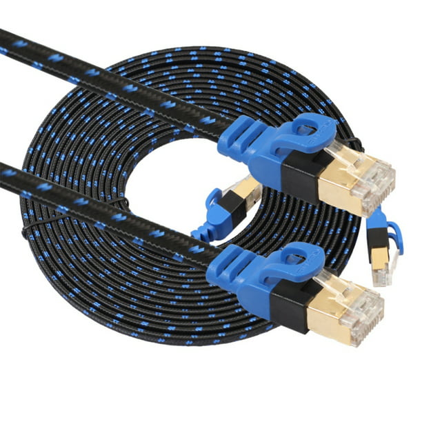 Color : Black Computer cables Black LAN cables Ethernet Cable&Connector 15m CAT7 10 Gigabit Ethernet Ultra Flat Patch Cable for Modem Router LAN Network Built with Shielded RJ45 Connectors 